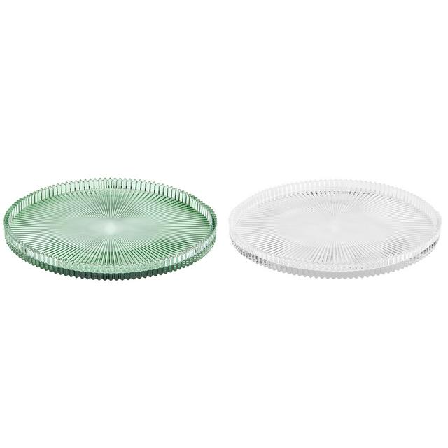 Habitat Habita 25Cm Pillar Candle Pressed Glass Candle Plate - Clear/Green