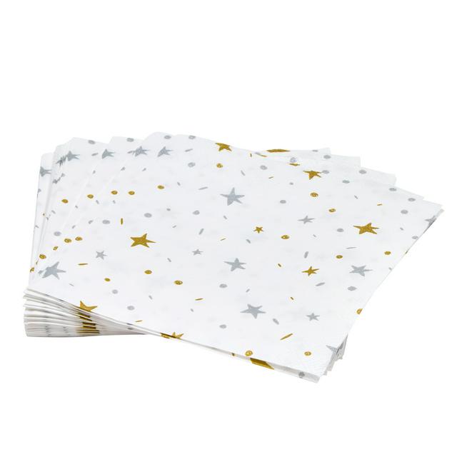 Sainsbury's Home Pack of 20 3ply Star Paper Napkins - 33cm