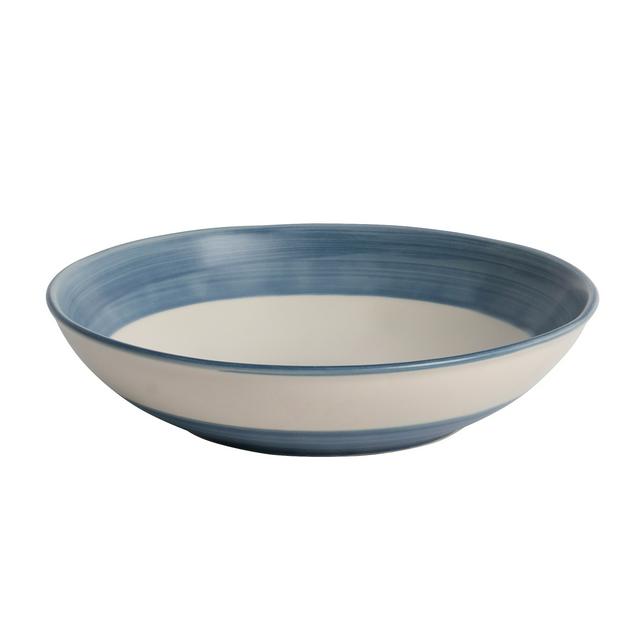 Habitat Artisan Stripe Stoneware Pasta Bowl - Blue