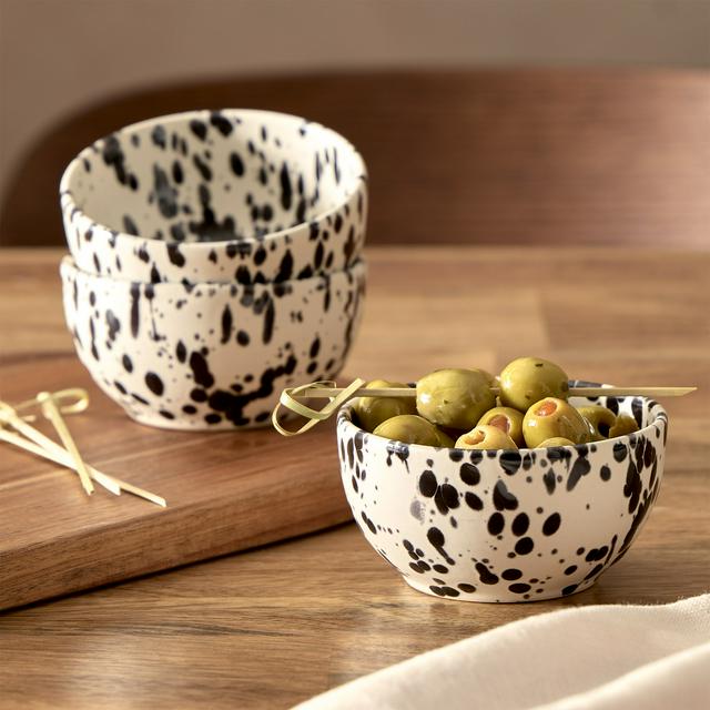 Habitat Jackson Splatter Stoneware Nibble Bowl Black Sainsbury's