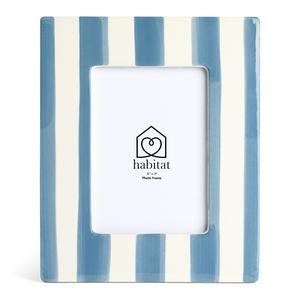 Habitat Ceramic Stripe Photo Frame Blue - 5x7 - gallery image 2