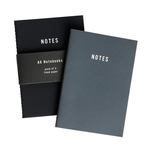 Sainsbury's Home Pack of 2 A6 Black Notebooks