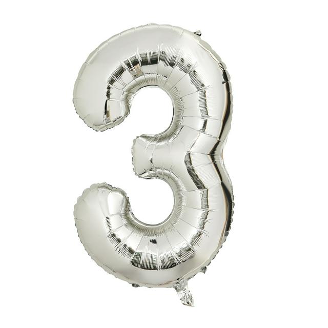 Sainsbury's Home 34" Silver Foil Number Birthday Balloon Age 3