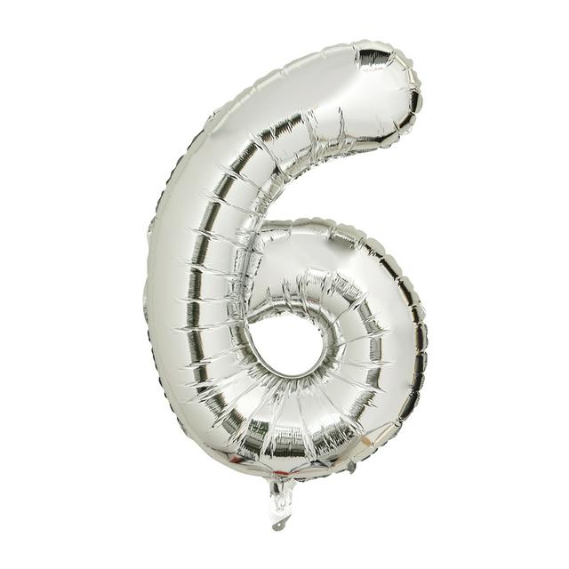 Sainsbury's Home 34" Silver Foil Number Birthday Balloon Age 6
