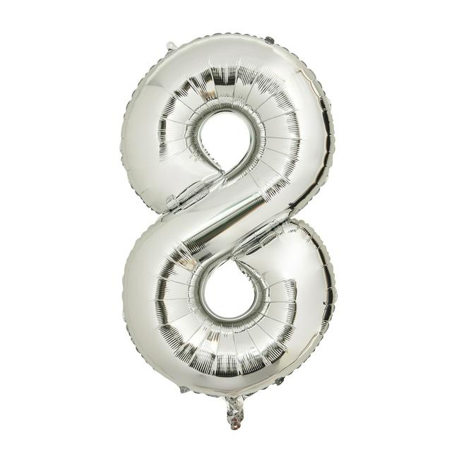 Sainsbury's Home 34" Silver Foil Number Birthday Balloon Age 8