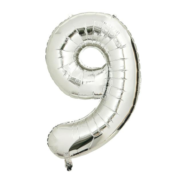 Sainsbury's Home 34" Silver Foil Number Birthday Balloon Age 9