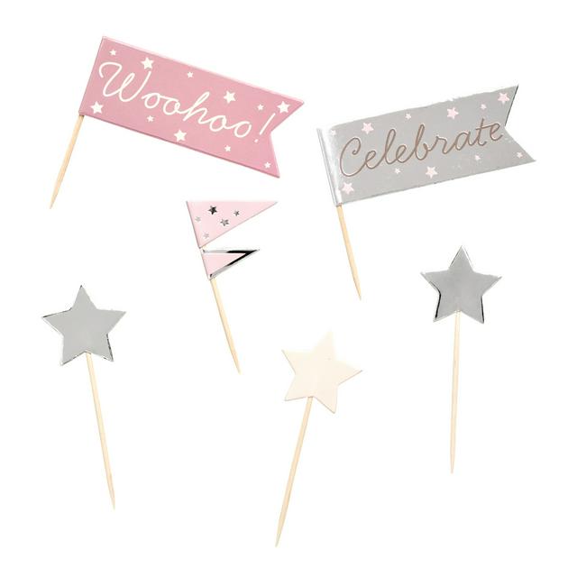 Sainsbury's Home Pack of 6 Glam Cupcake Toppers
