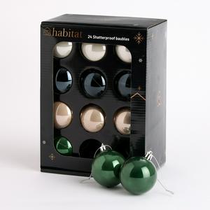 Habitat Pack of 24 Shatterproof Timeless Christmas Baubles   - gallery image 3