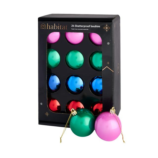 Habitat Pack of 24 Scandi Shatterproof Baubles - gallery image 1