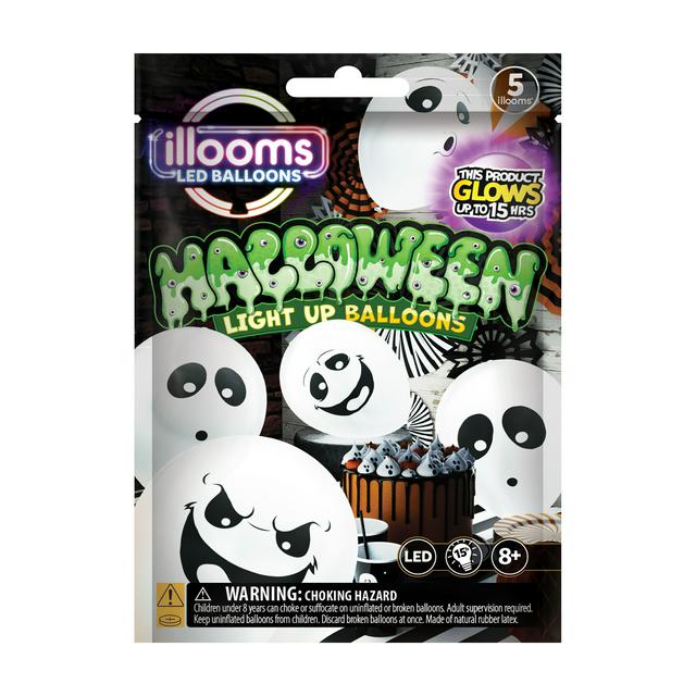 Illooms Pack of 5 Light Up Ghost Balloons - gallery image 1