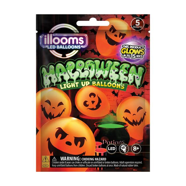 Illooms Pack of 5 Light Up Pumpkin Balloons - gallery image 1