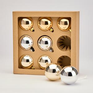 Habitat Pack of 9 Glass Christmas Baubles - Silver & Gold - gallery image 3