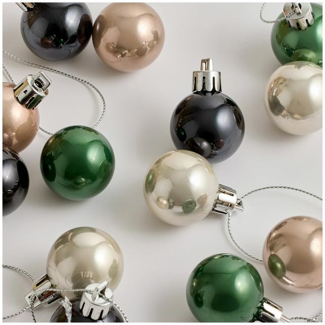 Habitat Pack of 16 3cm Mini Shatterproofs Baubles - Gold/Blue/Green - gallery image 1