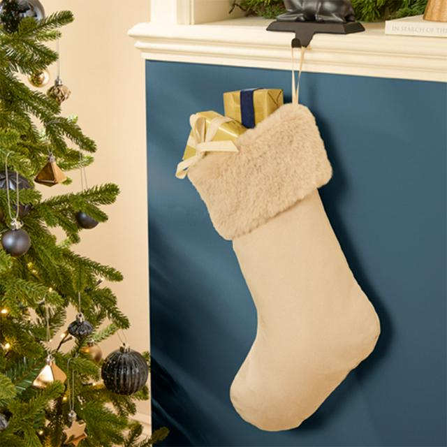Habitat Taupe Fur Christmas Stocking - gallery image 1