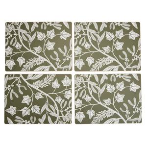 Habitat Pack of 4 Floral Corkback Placemats - Green
