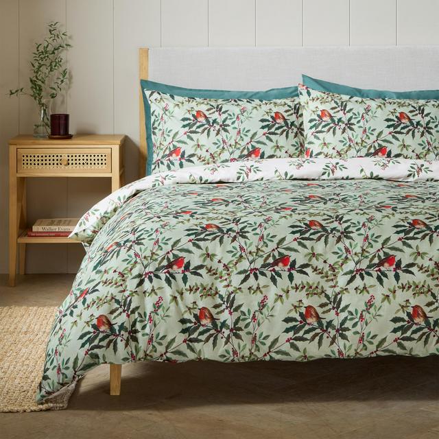 Sainsbury's Home Country Robin Foliage Bedding Set - Green - gallery image 1