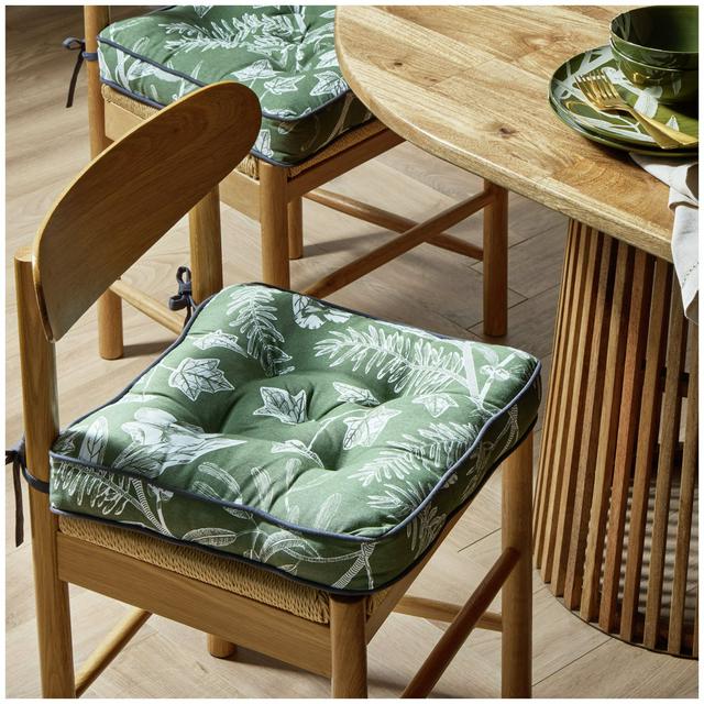 Habitat Floral Seat Cushion - Green - gallery image 1