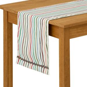 Habitat Floral & Stripe Reversible Cotton Table Runner - Green - gallery image 4