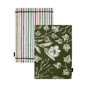 Habitat Pack of 2 Green Floral and Stripe Reversible Placemats