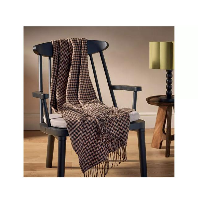 Habitat Houndstooth Throw - Brown & Black - 125x150 - gallery image 1