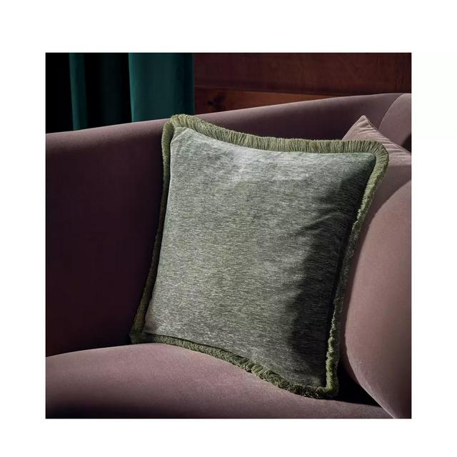 Habitat Fringled Chenille Cushion - Green - 43x43