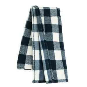 Sainsbury's Home Check Teddy Fleece Throw - Navy - 125x150