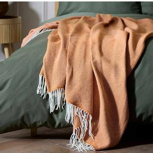 Habitat Burnt Herringbone Throw - Orange - 125x150