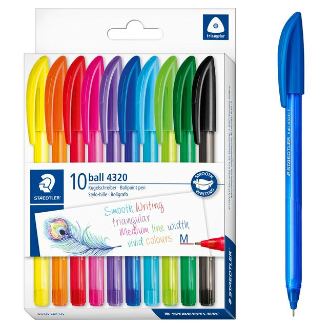 Staedtler Pack of 10 Rainbow Ballpoint Pens - gallery image 1