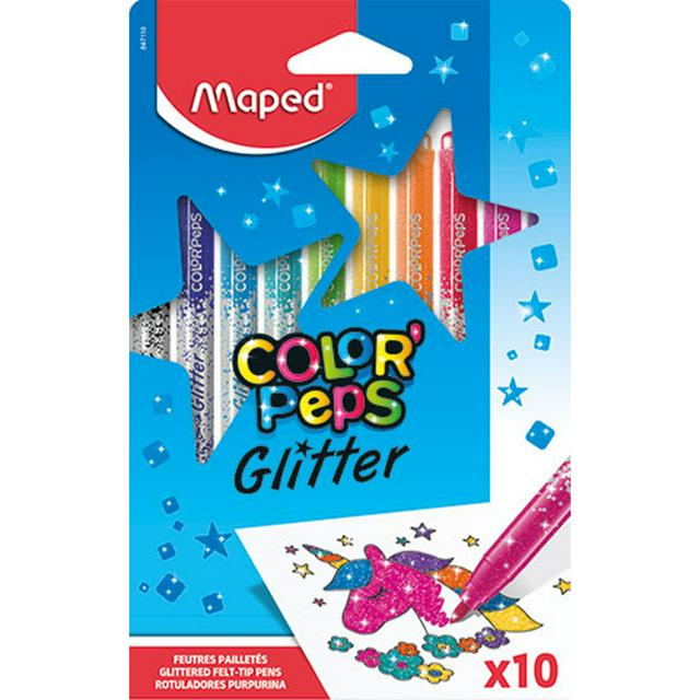 MAPED Pack of 10 Colorpeps Glitter Felt Pens