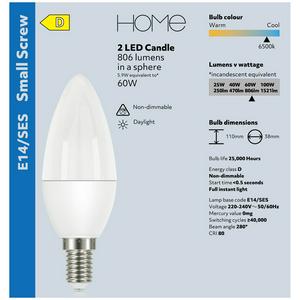 New Home Led Candle 60w Ses Daylight 2 Pack - gallery image 4
