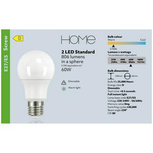 Home Led Standard 60w Es Dimmable 2 Pack - gallery image 4