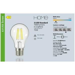 Sainsbury's Home 75w Pack of 2 LED Filament Standard Edison Screw Light Bulbs - gallery image 4