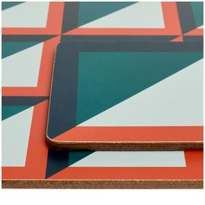 Habitat Pack of 4 Geo Cube Printed Corkback Placemats - gallery image 2