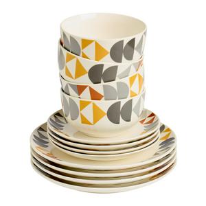 Sainsbury's Home Pack of 12 Geo Decal Dinner Set - gallery image 2