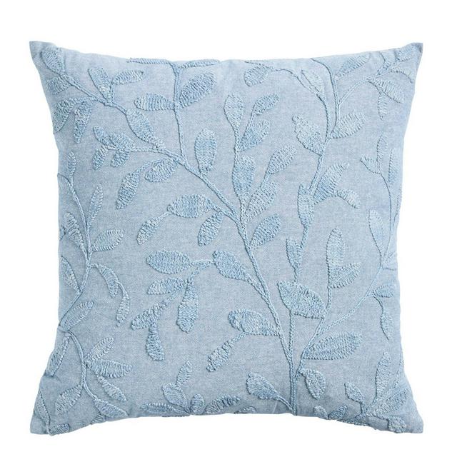 Sainsbury's Home Washed Embroidery Cushion - Blue - 50x50 - gallery image 1