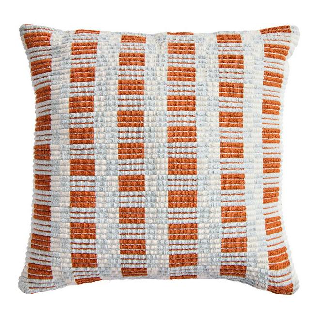 Habitat Mid Century Woven Cushion - 43x43 - Blue & Rust