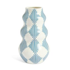 Habitat Harlequin Ceramic Wiggle Vase - Blue