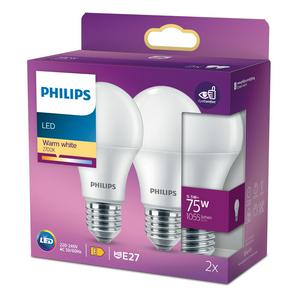 Philips Pack of 2 LED E27 Warm Light White Bulbs - 75w - gallery image 2