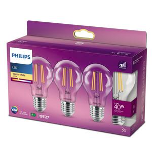 Philips Pack of 3 LED E27 Warm White Light Bulbs - 40w - gallery image 2