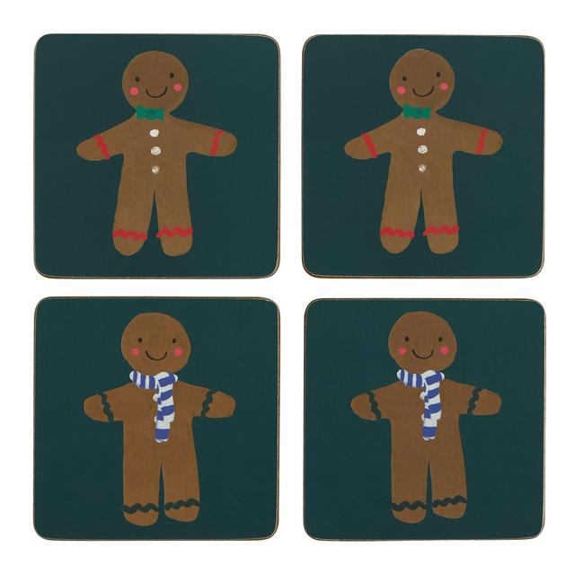 Sainsbury's Home Pack of 4 Novelty Gingerbread Coasters - gallery image 1