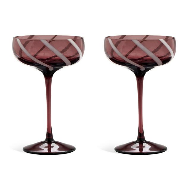 Sainsbury's Home Set of 2 Swirl Cocktail Glass - Purple & White - gallery image 1