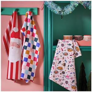 Sainsbury's Home Pack of 3 Novelty Icons Santa Tea Towels - gallery image 4