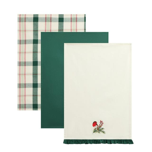 Sainsbury's Home Pack of 3 Robin Tea Towels - gallery image 1