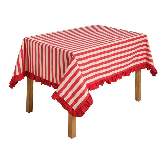 Sainsbury's Home Stripe Ruffle Edge Tablecloth - Pink - gallery image 1
