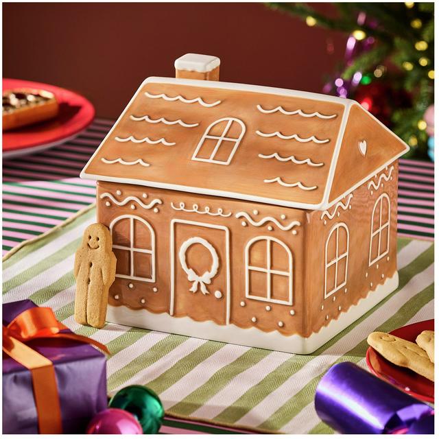 Sainsbury's Home Novetly Gingerbread House Shaped Treat Jar - gallery image 1