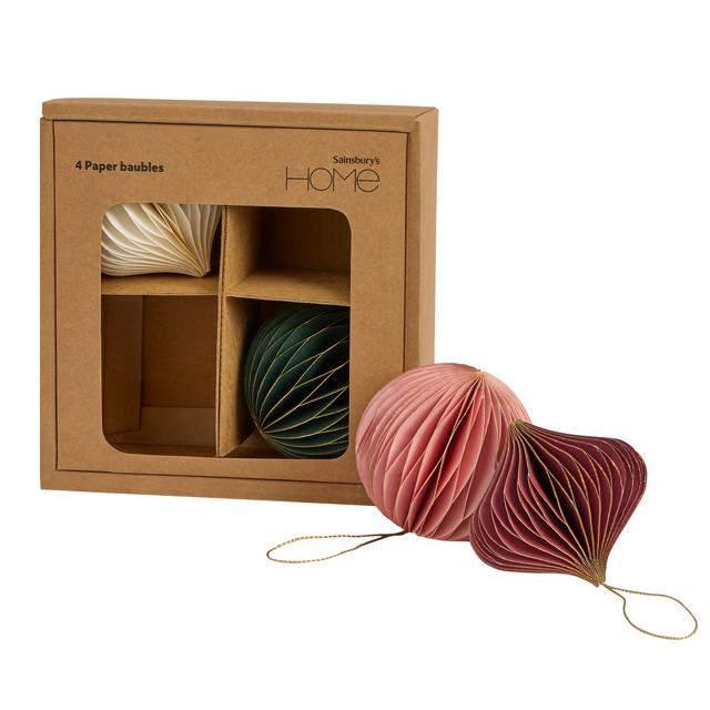 Sainsbury's Home Pack of 4 Paper Baubles - gallery image 1