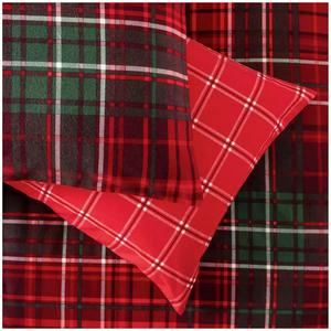 Sainsbury's Home Brushed Cotton Check Bedding Set - Red & Green - gallery image 2