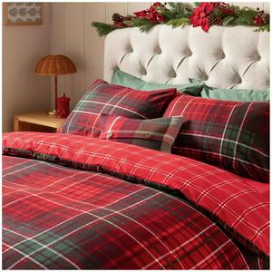 Sainsbury's Home Brushed Cotton Check Bedding Set - Red & Green - gallery image 3