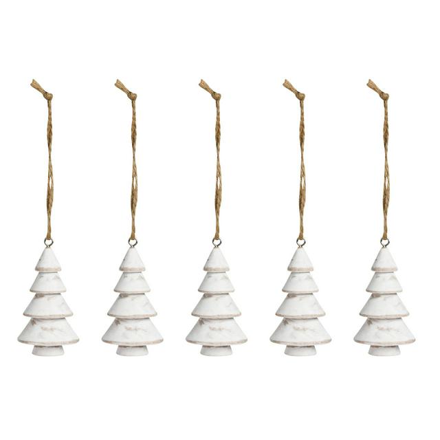 Sainsbury's Home Pack of 5 Wooden Trees - White - gallery image 1