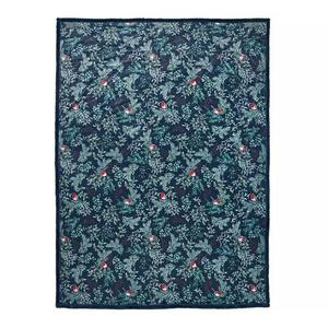 Sainsbury's Home Printed Velvet Robin Throw - Blue - gallery image 2